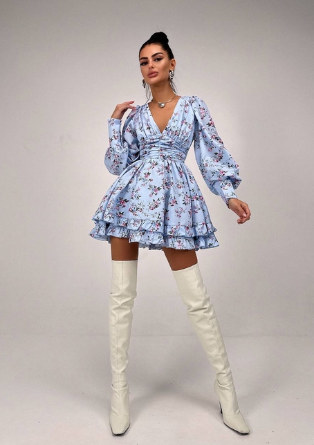 Сукня міні з пишною спідницею та драпіруванням на талії | PUSHKA SHOP