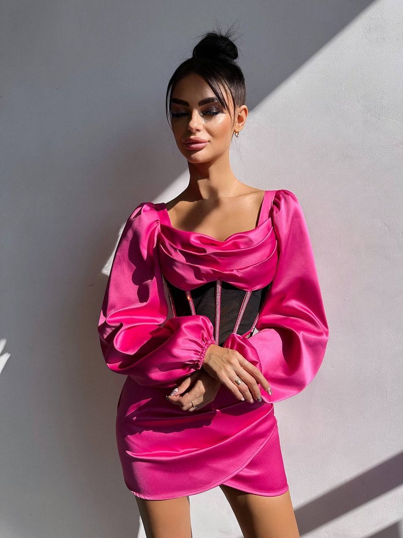 Комплект: корсет, декорований стразами + спідниця міні з драпіруванням   Ручна робота  | PUSHKA SHOP