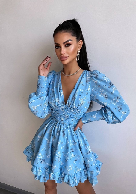 Сукня міні з пишною спідницею та драпіруванням на талії | PUSHKA SHOP