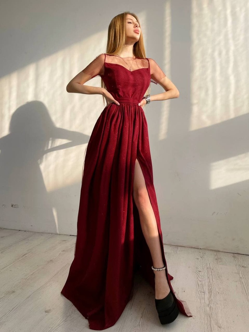 Платье-макси из сетки   с блестками Платье-макси из сетки   с блестками | PUSHKA SHOP