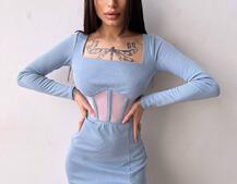 Сукня-міді  з елементами корсету   | PUSHKA SHOP