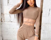 Трикотажный костюм с расклешенными брюками   | PUSHKA SHOP