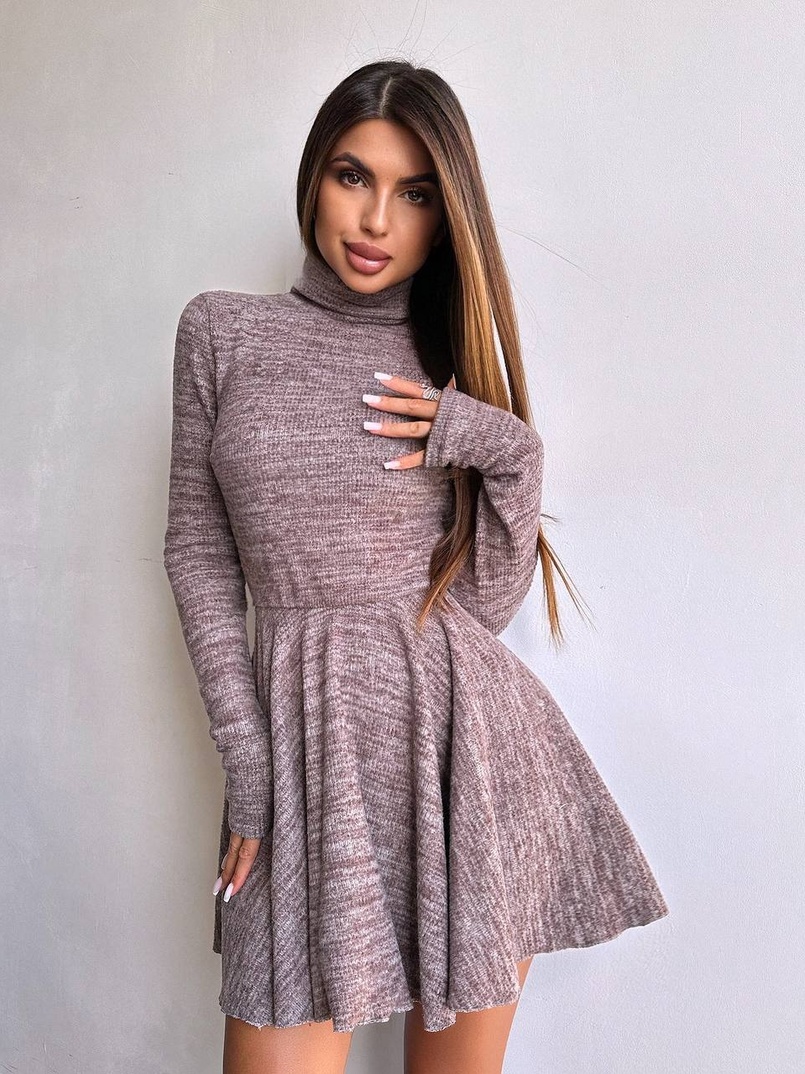 Трикотажна сукня міні із спідницею сонцем     | PUSHKA SHOP