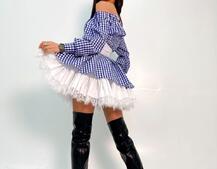 Хлопковое платье в клетку с подъюбником и корсетом из эко-кожи Хлопковое платье в клетку с подъюбником и корсетом из эко-кожи | PUSHKA SHOP