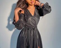 Блестящее платье макси с разрезом Блестящее платье макси с разрезом | PUSHKA SHOP