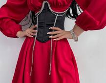 Приталена сукня з шовку  + корсет декорований стразами  Ручна робота  | PUSHKA SHOP