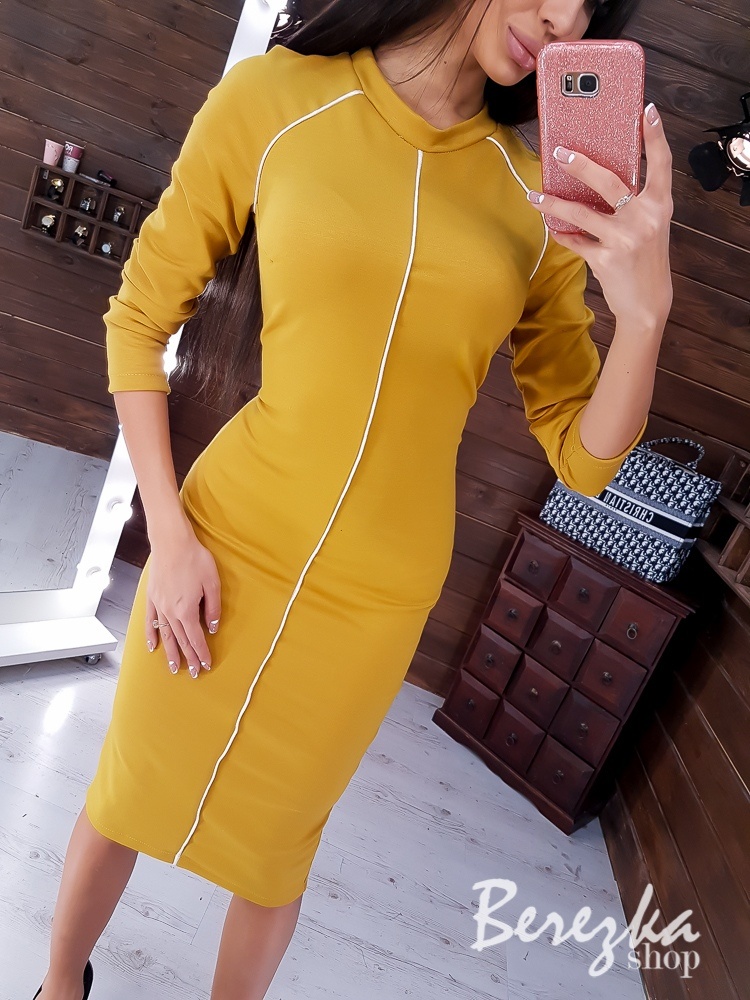 Облегающее платье декорированное кантом Облегающее платье декорированное кантом | PUSHKA SHOP