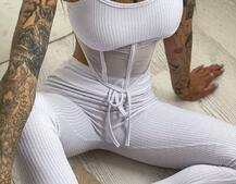 Трикотажный комплект: корсетный топ на косточках + леггинсы | PUSHKA SHOP