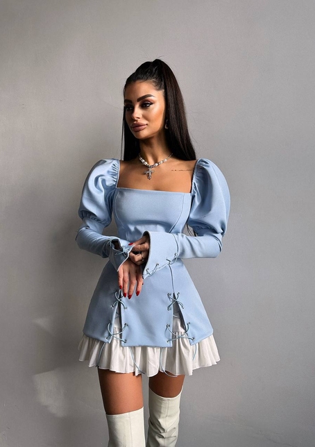 Сукня з об'ємними рукавами + спідниця з воланами | PUSHKA SHOP