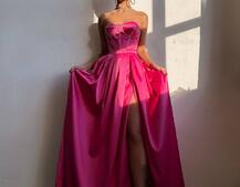 Комплект: корсет-бюстьє , декорований стразами  + спідниця максі з розрізом   | PUSHKA SHOP