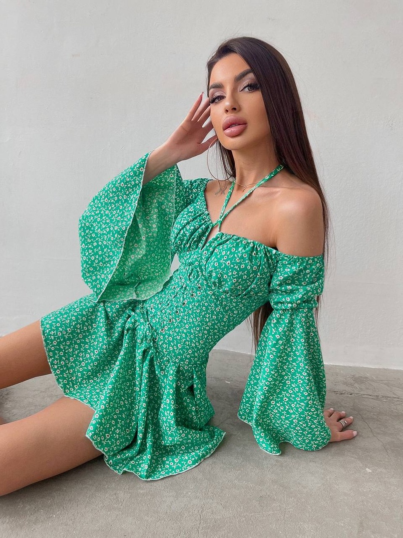 Комплект: платье с расклешенными рукавами + корсет  | PUSHKA SHOP