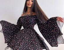 Сукня асиметричного крою з розкльошеними рукавами + корсет декорований стразами Ручна робота | PUSHKA SHOP