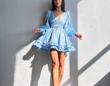 Атласна сукня з пишною подвійною спідницею та об‘ємними рукавами Атласна сукня з пишною подвійною спідницею та об‘ємними рукавами | PUSHKA SHOP