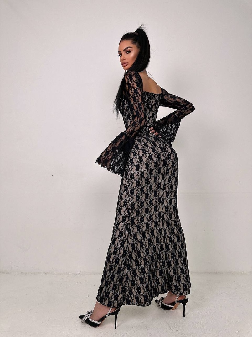 Мереживна сукня максі з чашечками    | PUSHKA SHOP