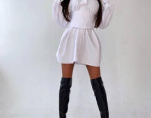 Платье-рубашка с корсетом на косточках и шнуровкой Платье-рубашка с корсетом на косточках и шнуровкой | PUSHKA SHOP