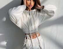 Велюровий комплект трійка: кофта + корсет з чашечками + джогери  | PUSHKA SHOP