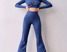 Комплект : штани кльош і топ на ґудзиках Комплект : штани кльош і топ на ґудзиках | PUSHKA SHOP