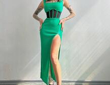 Сукня-міді  з елементами корсету   | PUSHKA SHOP