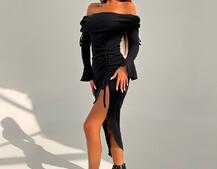 Трикотажна сукня міді з хомутом Трикотажна сукня міді з хомутом | PUSHKA SHOP