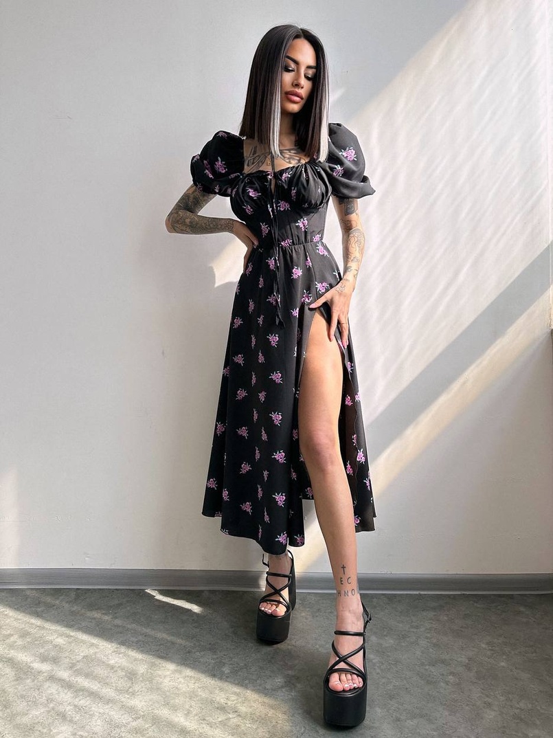 Сукня- міді з квітковим принтом Сукня- міді з квітковим принтом | PUSHKA SHOP