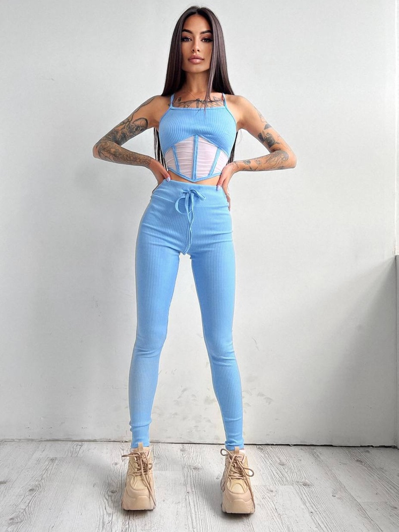 Трикотажный комплект: корсетный топ на косточках + леггинсы | PUSHKA SHOP