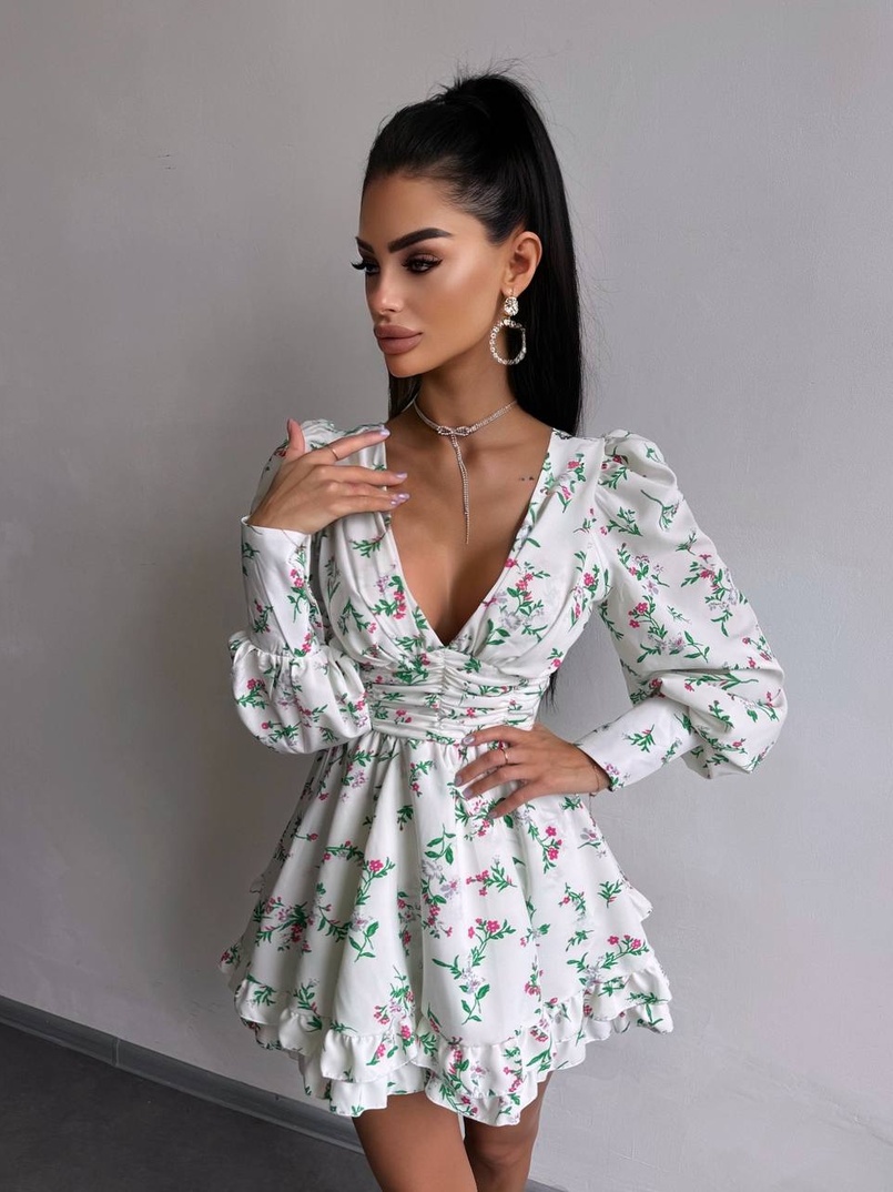 Сукня міні з пишною спідницею та драпіруванням на талії | PUSHKA SHOP