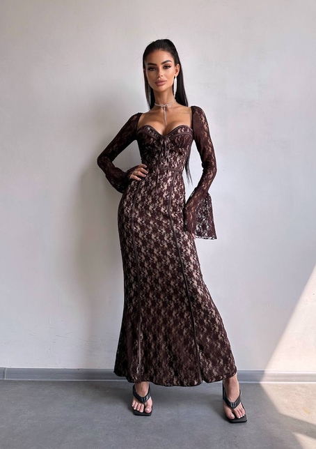 Мереживна сукня максі з чашечками    | PUSHKA SHOP