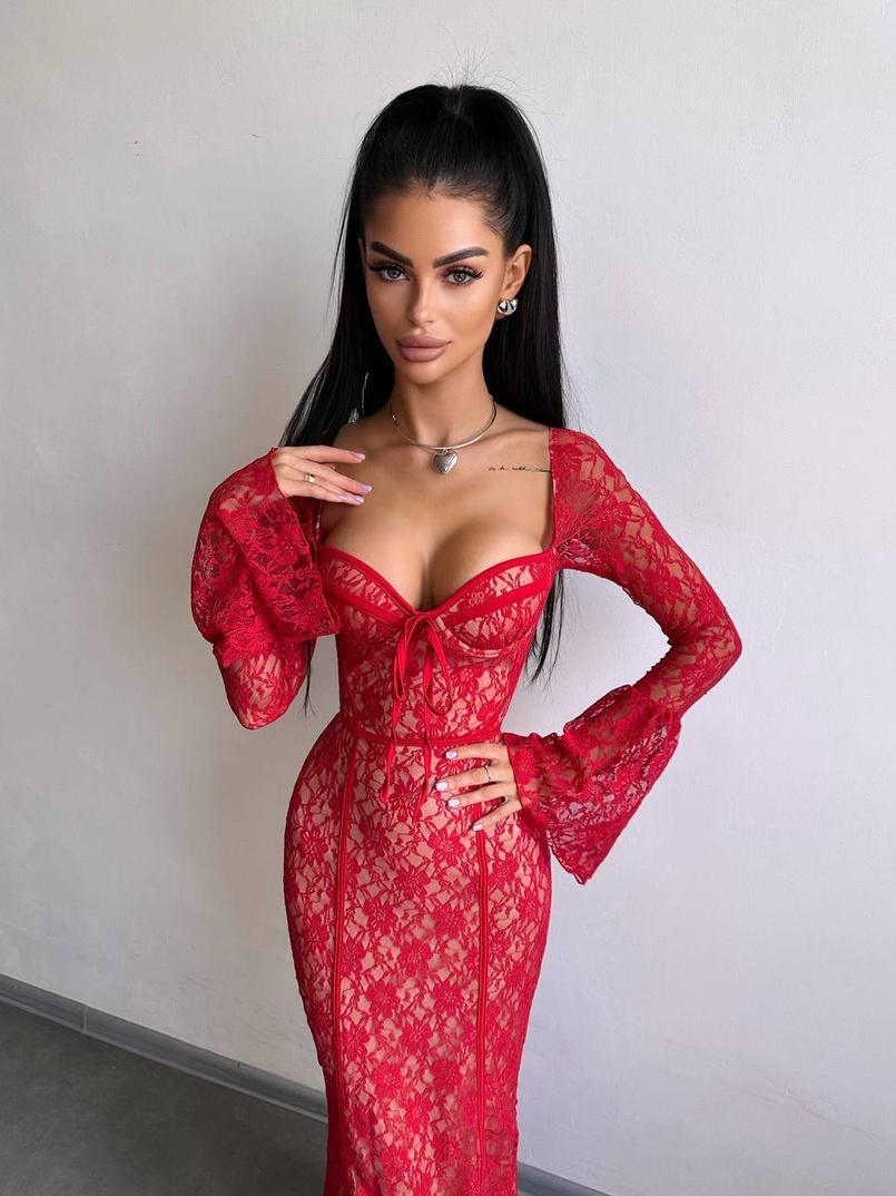 Мереживна сукня максі з чашечками    | PUSHKA SHOP