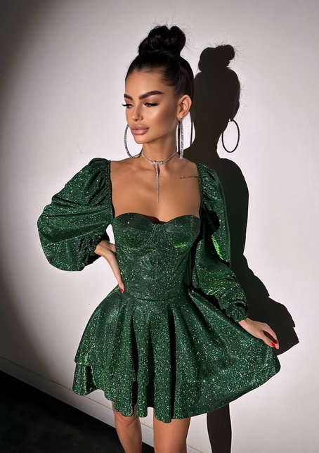 Сяюча корсетна сукня бюстьє з подвійною спідницею  | PUSHKA SHOP