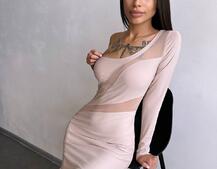 Сукня міді  із вставками сітки  | PUSHKA SHOP