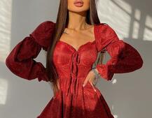 Блискуча сукня з оборками та чашками з ефектом push up Блискуча сукня з оборками та чашками з ефектом push up | PUSHKA SHOP