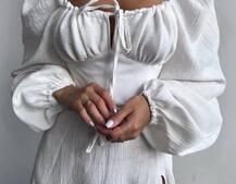 Муслінова сукня -міді з розрізом на ніжці Муслінова сукня -міді з розрізом на ніжці | PUSHKA SHOP