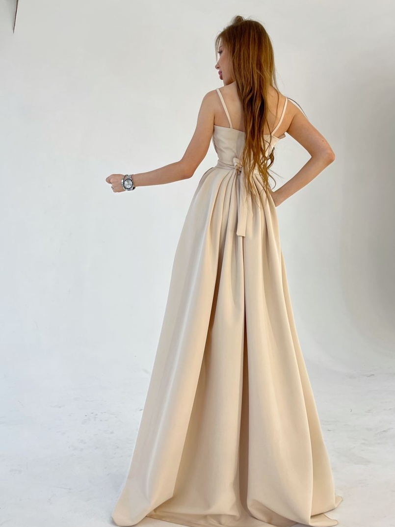 Платье макси с разрезом на юбке и запахом на груди   | PUSHKA SHOP