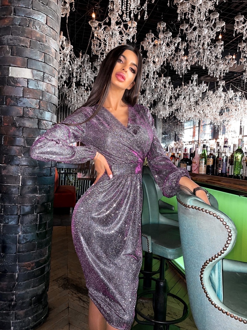 Платье-футляр из голографического трикотажа с люрексом  Платье-футляр из голографического трикотажа с люрексом  | PUSHKA SHOP