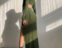 Трикотажный комплект: топ с чашечками push up + юбка миди с разрезом  | PUSHKA SHOP