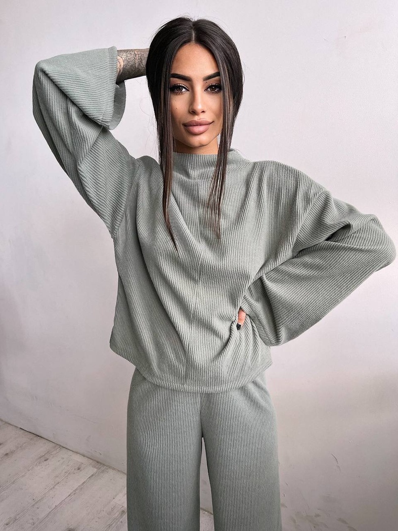 Повсякденний костюм із теплого трикотажу-рубчика | PUSHKA SHOP