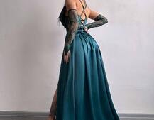 Атласний комплект: корсет + спідниця максі  | PUSHKA SHOP