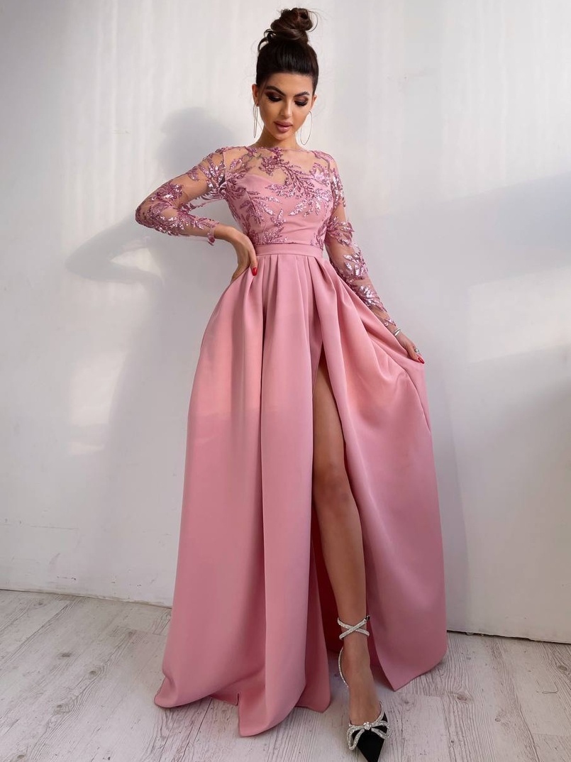 Сукня максі з паєтками та розрізом на спідниці | PUSHKA SHOP