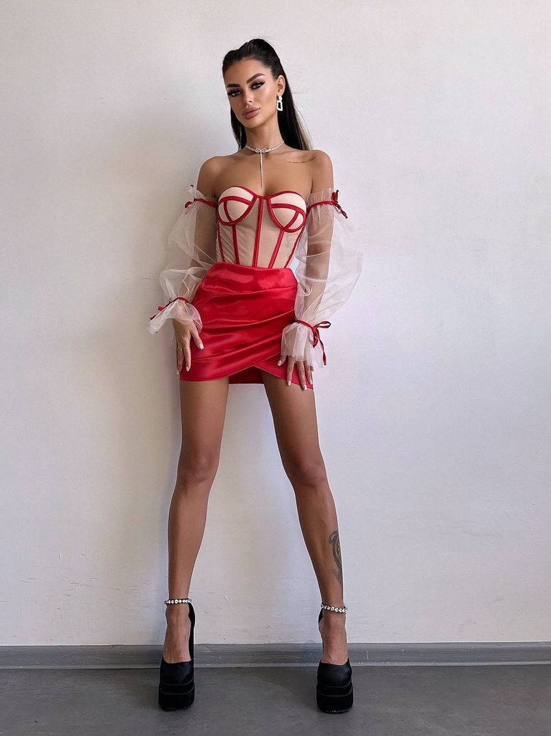 Атласний  комплект: корсет + спідниця  | PUSHKA SHOP