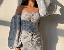 Сукня з квітковим принтом та драпіруванням   Сукня з квітковим принтом та драпіруванням   | PUSHKA SHOP