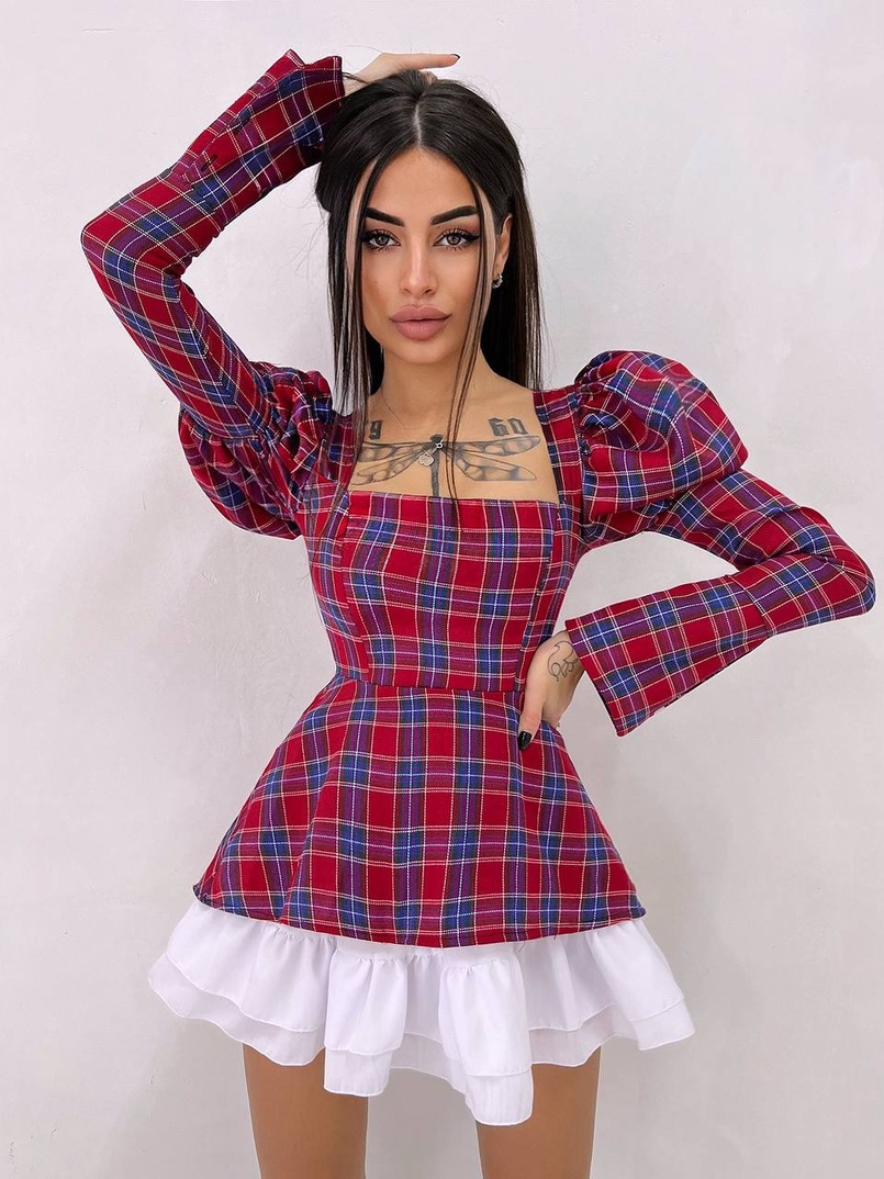 Сукня з об'ємними рукавами + спідниця з воланами | PUSHKA SHOP