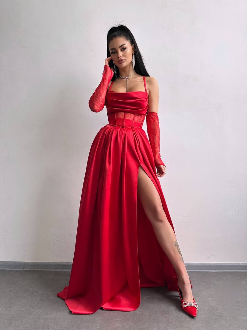 Атласний комплект: корсет + спідниця максі  | PUSHKA SHOP