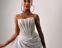 Мереживна сукня міні зі шлейфом   | PUSHKA SHOP