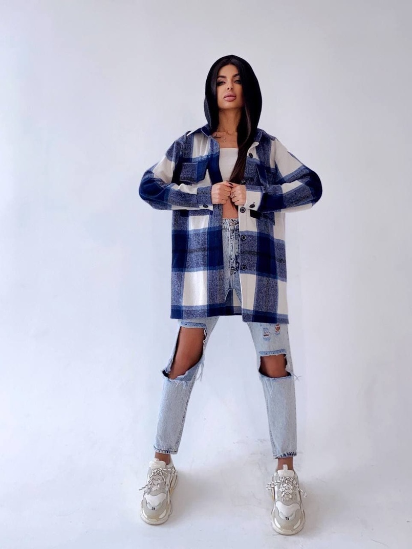 Кашемировая рубашка в клетку с капюшоном Кашемировая рубашка в клетку с капюшоном | PUSHKA SHOP