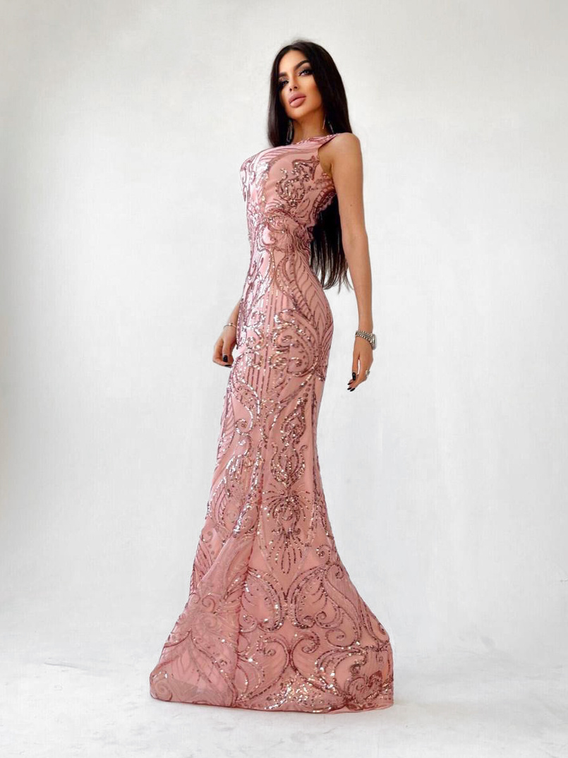 Блестящее платье-макси с узорами из пайеток Блестящее платье-макси с узорами из пайеток | PUSHKA SHOP