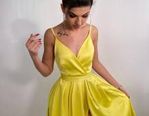 Платье макси с разрезом на юбке и запахом на груди Платье макси с разрезом на юбке и запахом на груди | PUSHKA SHOP