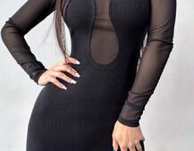 Трикотажна сукня з вставками сітки | PUSHKA SHOP