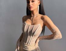 Мереживна сукня максі з рукавичками  | PUSHKA SHOP