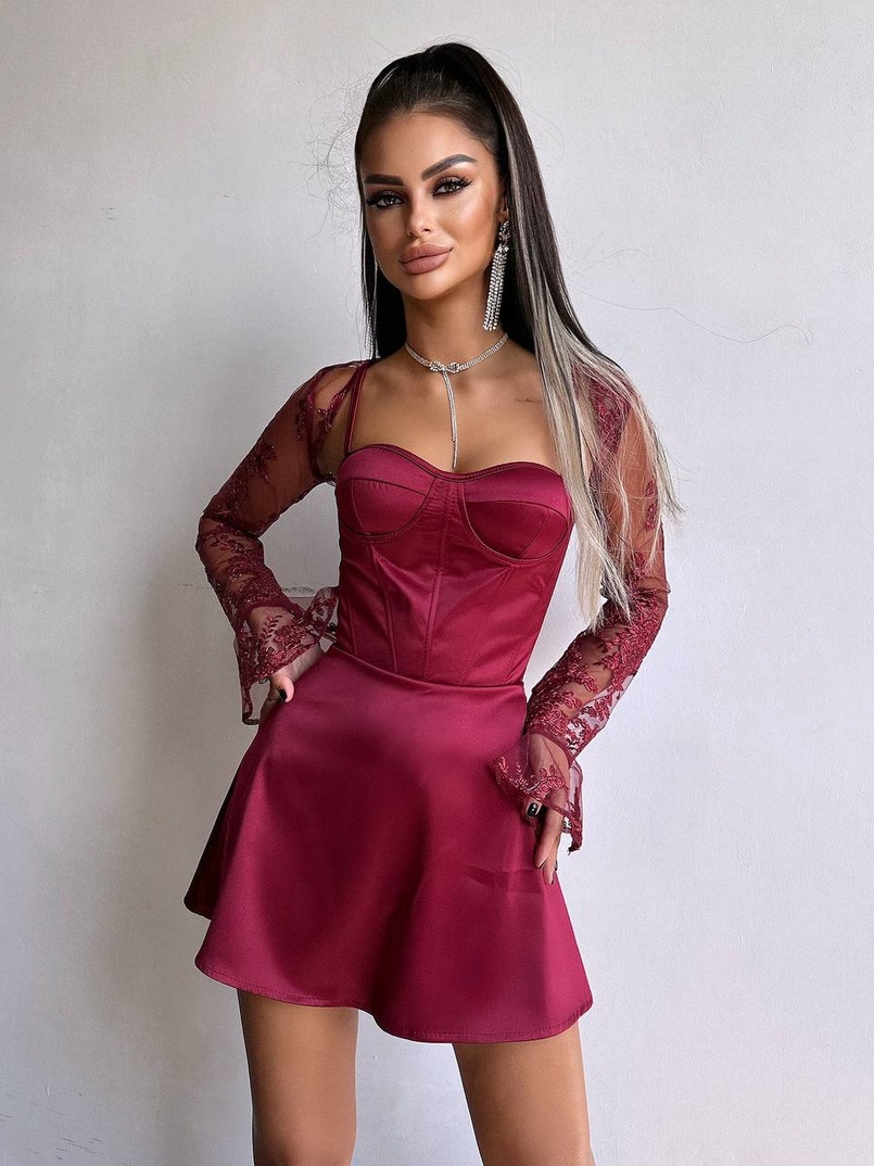 Атласна корсетна сукня-бюстьє + мереживне болеро | PUSHKA SHOP