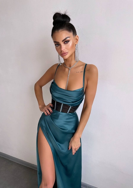 Комплект: корсет, декорований стразами + спідниця максі з драпіруванням  | PUSHKA SHOP